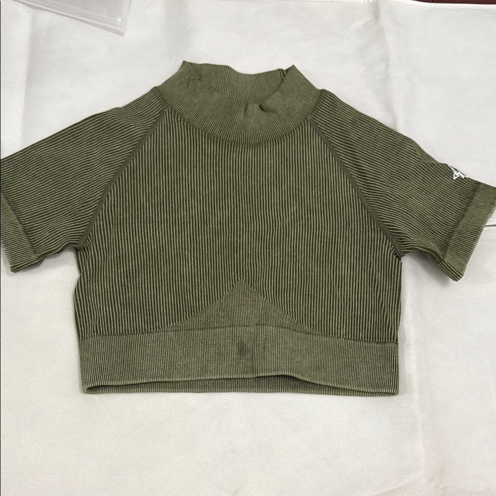TC Athletics  Ribbed Short Sleeve Workout Shirt ~ Army Green
